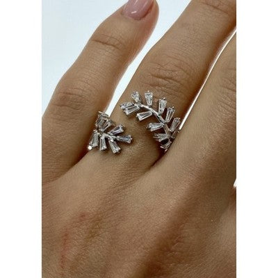 925 Sterling Silver CZ "Foliage" Ring Size 6.5 (Adjustable)