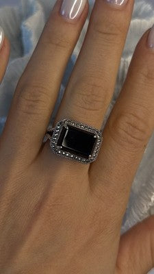 Marc 925 Sterling Silver Black Onyx Ring Size 8