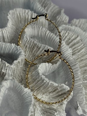 Elegant Hoop Gold Plated Earrings Length 1.50 Inch