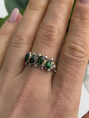 Vintage 925 Sterling Silver Green Paua Shell Ring Size 10
