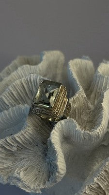 Vintage Style 925 Sterling Silver Quartz Stone Ring Size 6
