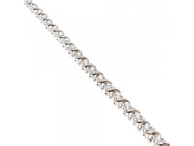 925 Sterling Silver CZ Bracelet Size 8.2 IN