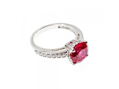 925 Sterling Silver Pink Topaz & CZ Ring Size 7