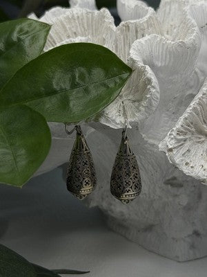 Filigree Teardrop Dangle 925 Sterling Silver Earrings
