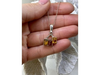 Vintage 925 Sterling Silver Amber Chain With Pendant