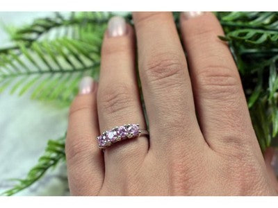925 Sterling Silver Pink CZ Ring Size 6.5