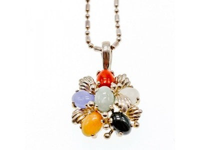 925 Sterling Silver Multi Gemstones Chain With Pendant