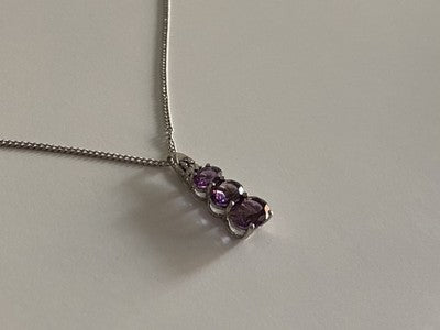 Chain With Pendant Purple CZ