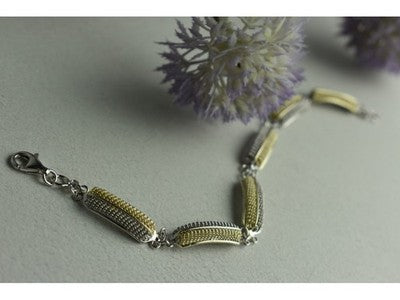 925 Sterling Silver Gold Plated Bracelet Italy Size 7.5 IN
