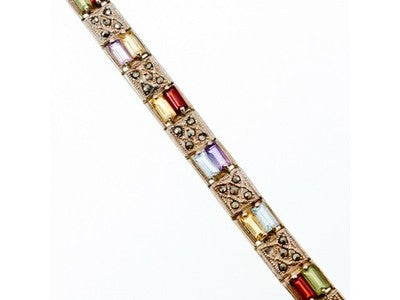 925 Sterling Silver Multi Gemstones Bracelet