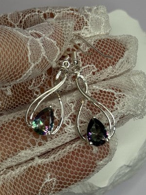 925 Sterling Silver Alexandrite Earrings Length 1.8 Inch