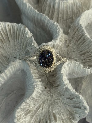 925 Sterling Silver Marcasite Ring Size 9.5