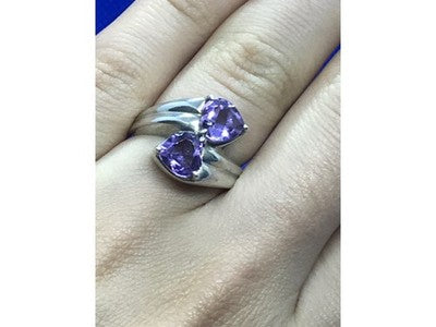 925 Sterling Silver Amethyst Ring Size 6.5