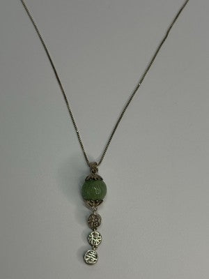 925 Sterling Silver Jadeite Necklace Length 18 Inch