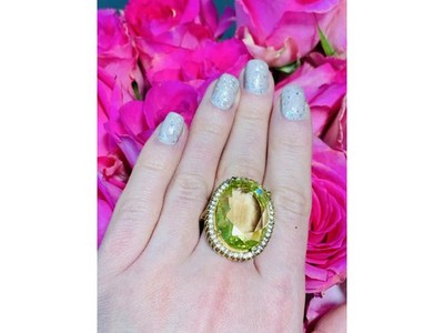 925 Sterling Silver Gold Plated Alpanite Ring Size 9.5