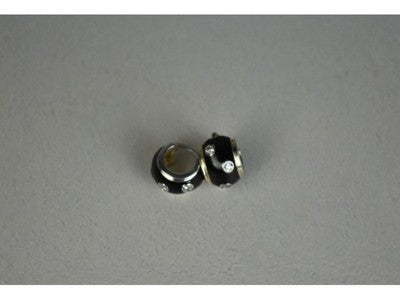 925 Sterling Silver Black Enamel & CZ Earrings
