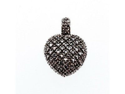 925 Sterling Silver White & Black Spinel Heart Pendant