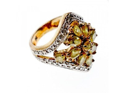 925 Sterling Silver Gold Plated Citrine Ring Size 5.5