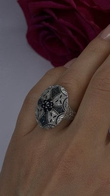 Elegant 925 Sterling Silver Spinel Stones Ring Size 8