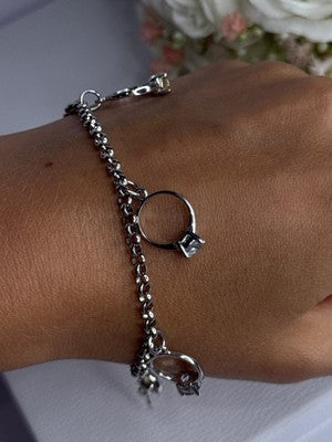 925 Sterling Silver Bracelet Multicolor Gemstones Length 8, 9 Inch