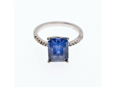 925 Sterling Silver Sapphire Ring Size 8