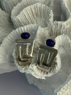 925 Sterling Silver Sodalite Earrings Length 1.05 Inch