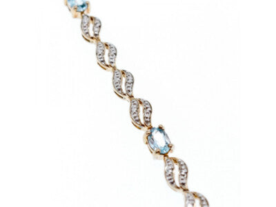925 Sterling Silver Gold Plated Topaz Bracelet