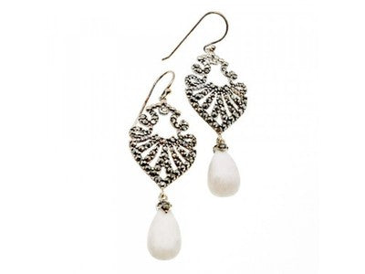 925 Sterling Silver Mother OF Pearl & Marcasites Earrings