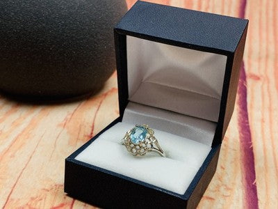 925 Sterling Silver Topaz Ring Size 7.5