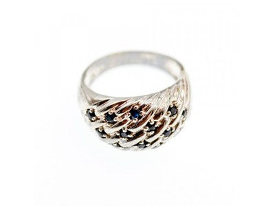 925 Sterling Silver Sapphires Ring Size 7
