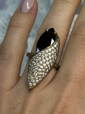 925 Sterling Silver Alpanite & CZ Ring Size 7 Length 1.45 Inch
