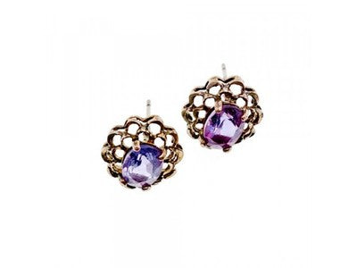 925 Sterling Silver Amethyst Stud Earrings