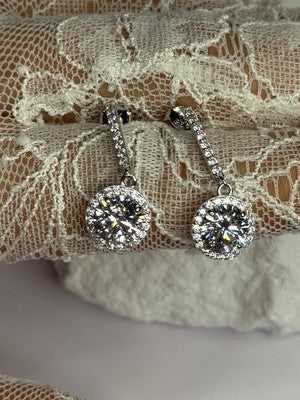925 Sterling Silver Dream CZ Earrings Length 1.05 Inch
