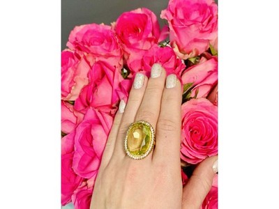 925 Sterling Silver Gold Plated Alpanite Ring Size 9.5