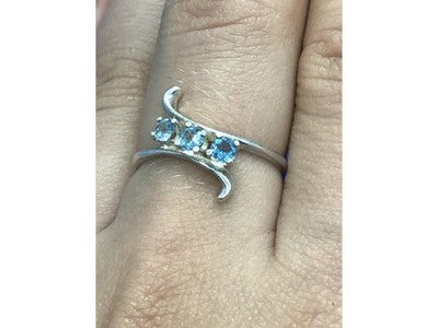 925 Sterling Silver Blue Spinel Ring Size 8