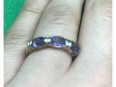 925 Sterling Silver Amethyst Ring Size 6.5