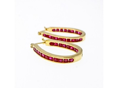 925 Sterling Silver Gold Plated Pink Spinel Earrings