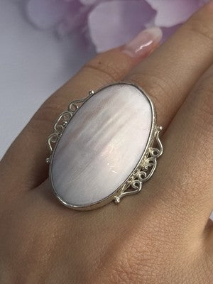 Vintage 925 Sterling Silver Rink Abalone Ring Size 6.5