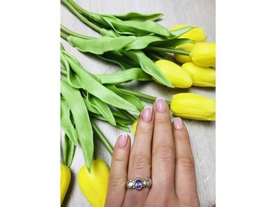 925 Sterling Silver Purple Tourmaline & Peridot Ring Size 8
