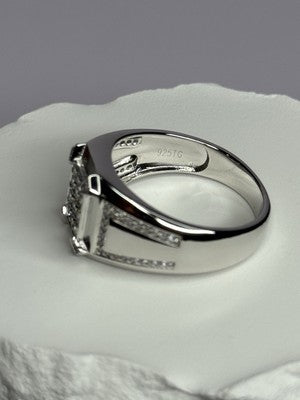 925 Sterling Silver CZ Men'S Ring Size 12