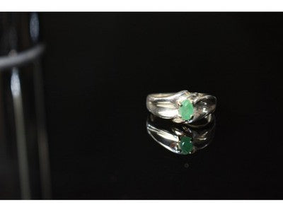 925 Sterling Silver Emerald Ring Size 9.5