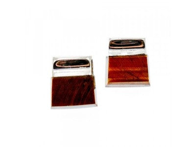 Vintage 925 Sterling Silver Tiger'S eye Stud Earrings