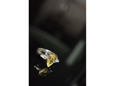 925 Sterling Silver Yellow CZ Ring Size 10.5