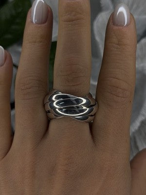 925 Sterling Silver 7 in 1  Interlocking Rolling Ring Size 11