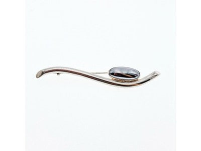 Vintage 925 Sterling Silver Hematite Brooch
