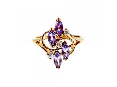 925 Sterling Silver Gold Plated Tourmaline & Beryl Ring Size 9