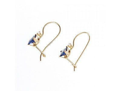 10K Yellow Gold Sapphires & Diamonds Earrings