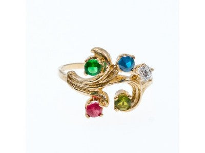 14K Yellow Gold Multicolor Spinel Ring Size 7