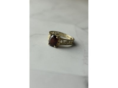 Vintage 925 Sterling Silver Spessartine Ring Size 9