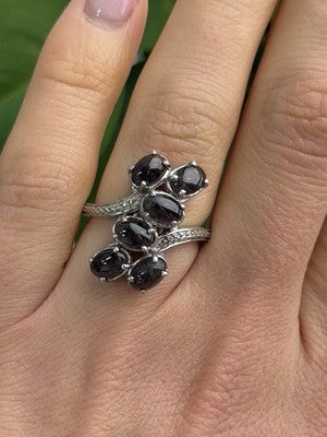 925 Sterling Silver Black Star Sapphire Ring Size 7